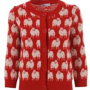 See by Chloe Red Sheep Pattern Cardigan 38 RARE see description